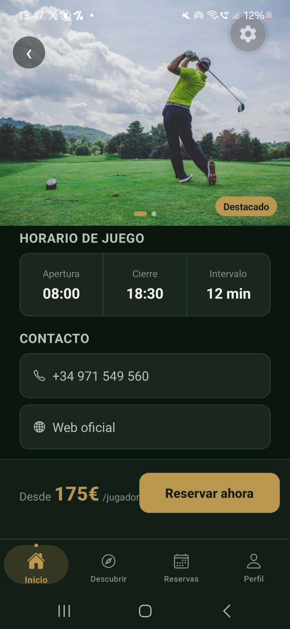 FF Golf App Interface